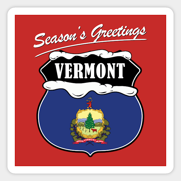 Seasons Greetings Vermont Christmas Magnet by Rebus28